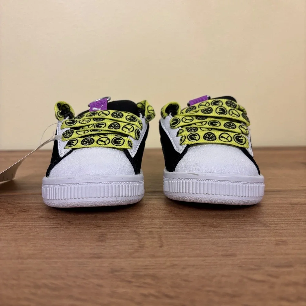 NEW PUMA X HOT WHEELS Suede Sneakers Black Lemon Sherbet Kids Size 4C Lace Up